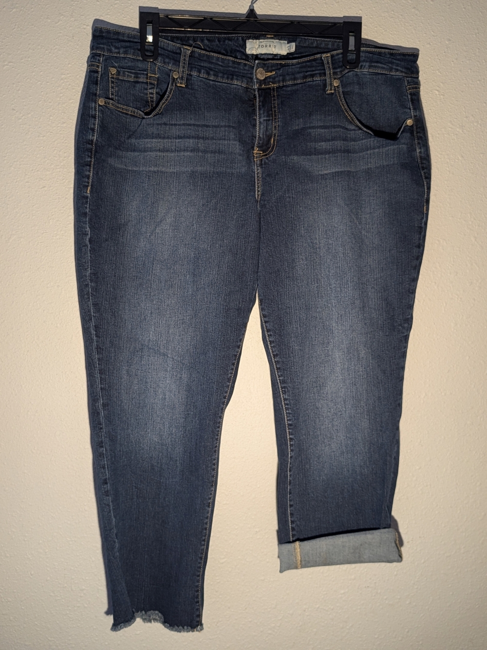 torrid Dark Blue Boyfriend Crop Jeans with Rolled Cuff 22